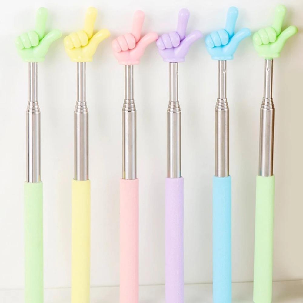 Einziehbarer Zeigerstab für Lehrer, Fingerdesign, Edelstahl, Teleskop-Zeigestab für den Schulunterricht, Lehrerbedarf für den Unterricht