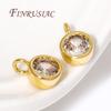 18K Gold Plated Brass with Rhinestone Charms For Jewelry,Round Pendant For Necklaces Making Findings,DIY Bracelets Accessories