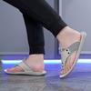 Men Flip Flops Flats Slippers Summer White Sandals Retro Black Leather Beach Shoes Plus Size