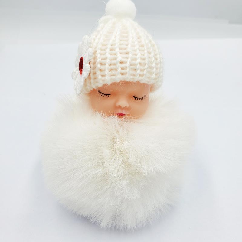 Imitation Rex Rabbit Fur Sleeping Doll Keychain - Cute Sleeping Baby Bag Pendant Gift
