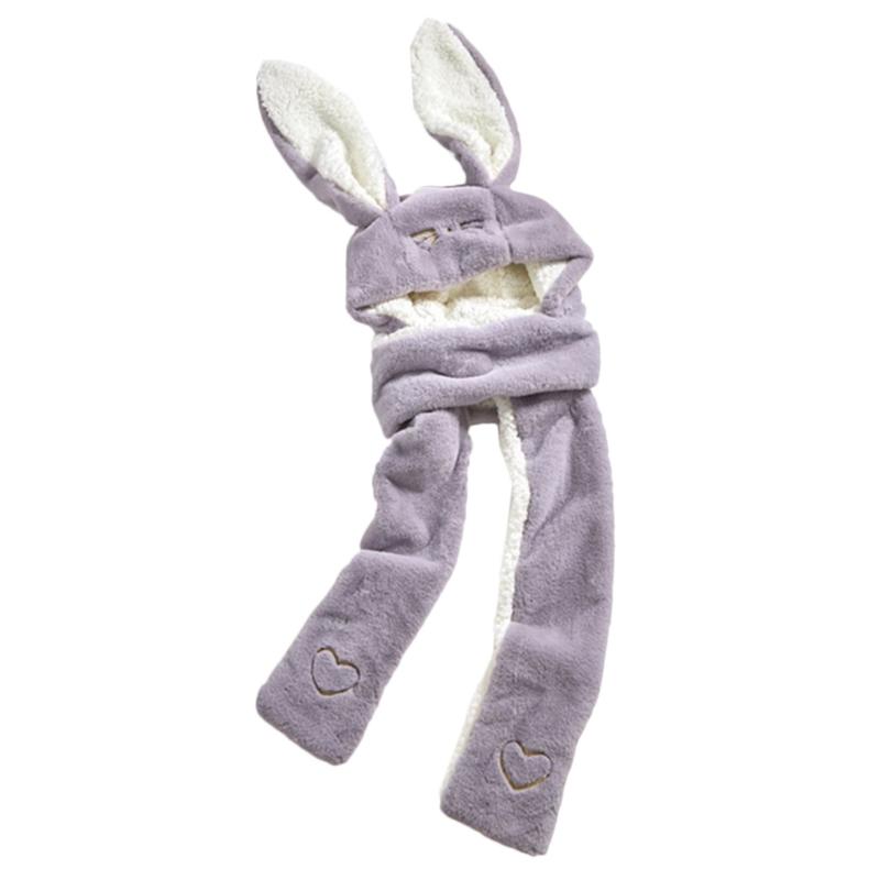3in1 Winter Hat Glove Scarf Set Warmer Soft Plush Cartoon Rabbit Hat for Student