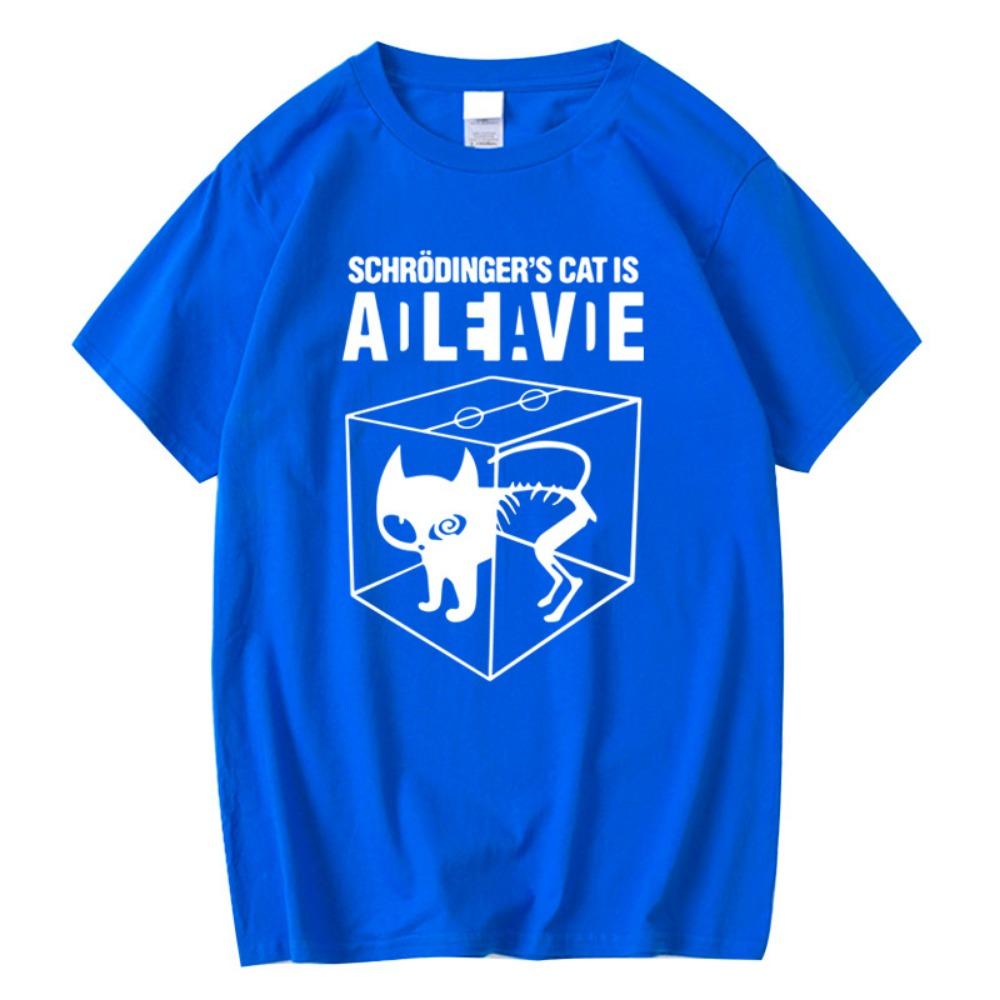 Men's T-shirt Top Quality Schrodinger's Cat Print Summer Short Sleeve Men T Shirt Casual The Big Bang Theory Mens Tshirt