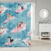 Süßer Hund Duschvorhang Surfing Hund Stoff Duschvorhänge für Badezimmer Sommer Ozean Küste Wasserdichtes Gewebe Kawaii Cartoon