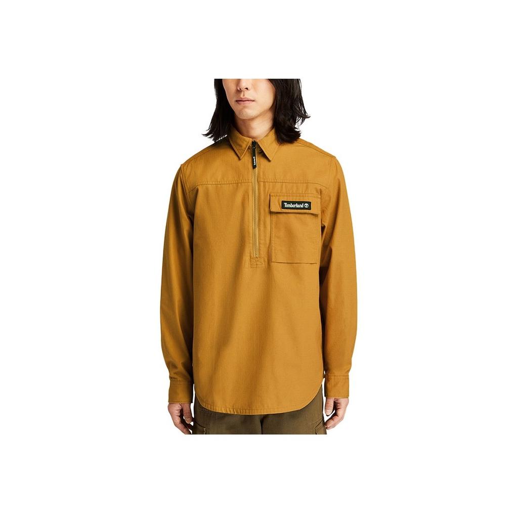 Timberland Fashion Casual Solid Pocket Half-Zip Shirt Men shirts Wheat A23YR-P47