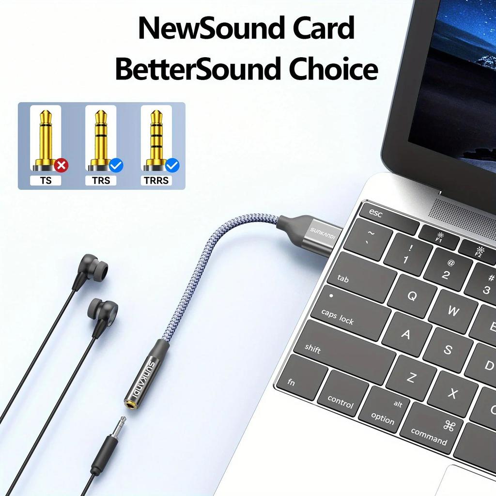 SUNKANDI USB to 3.5mm Audio Jack Adapter External Sound Card Converter for PC Laptop Mac Desktops PS4 and More DeviceGood product