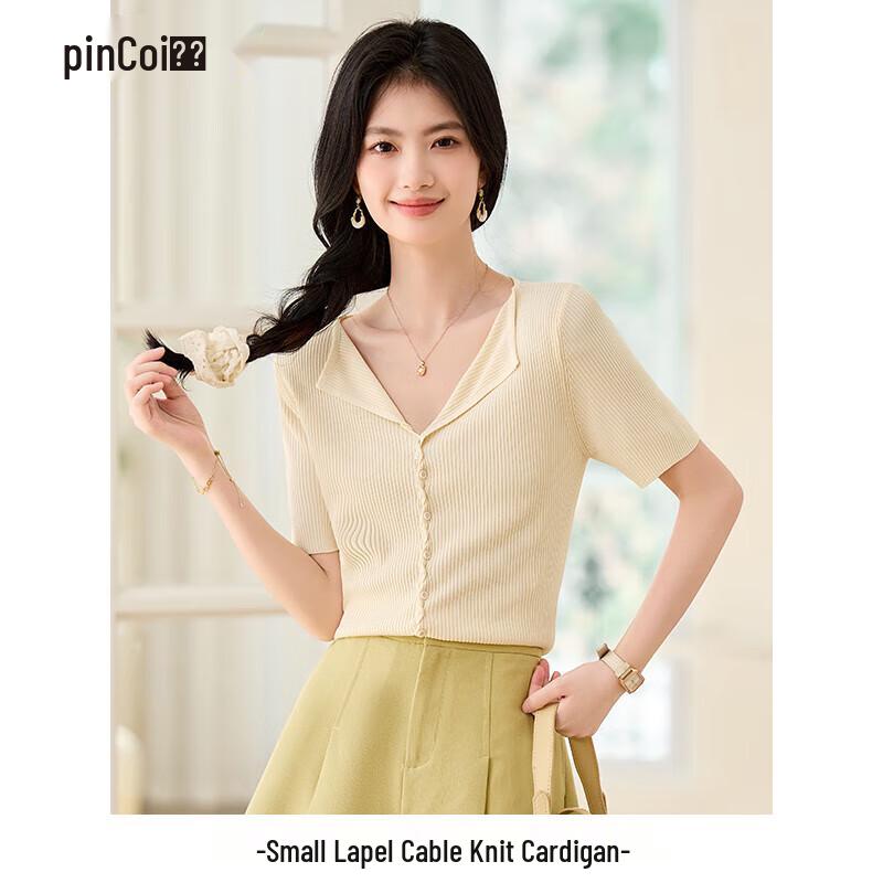 Elegant V-Neck Knit Short Sleeve Top for Women