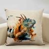 Watercolor Animal Horse Chicken Lizard Cow Antelope Decorative Pillow Case 45x45cm Cushion Cover for Sofa Home Decor