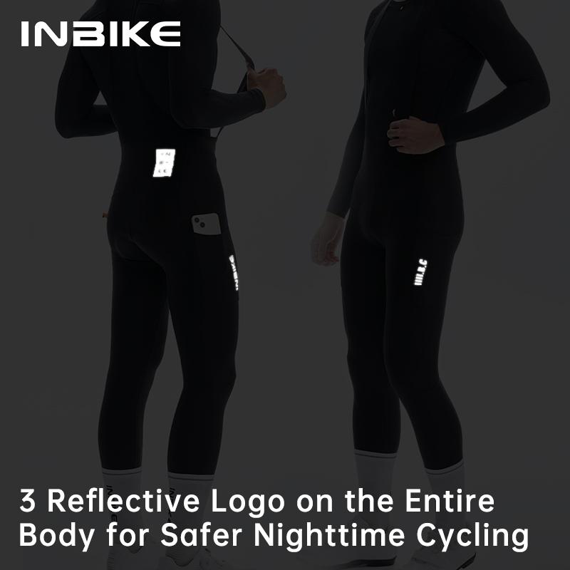 Winter Fleece Cycling Suit Men Long Sleeve Jersey Bib Pants Set Road Bike Outdoor Sports Shockproof Padding with Pockets