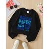 European Sizes Girls' Round Neck Fashion Sweatshirt, Ocean Beach Surf Memories California, Autumn Winter Trendy Print, Casual And Sporty.
