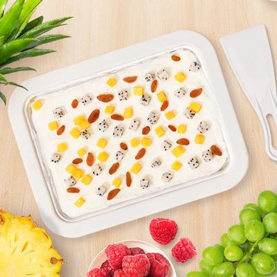 Eismaschinenpfanne mit 2 Schabern Eismaschinenplatte Multifunktionale Kalte Süße Gebratene Speisenplatte Gerollte Eismaschine