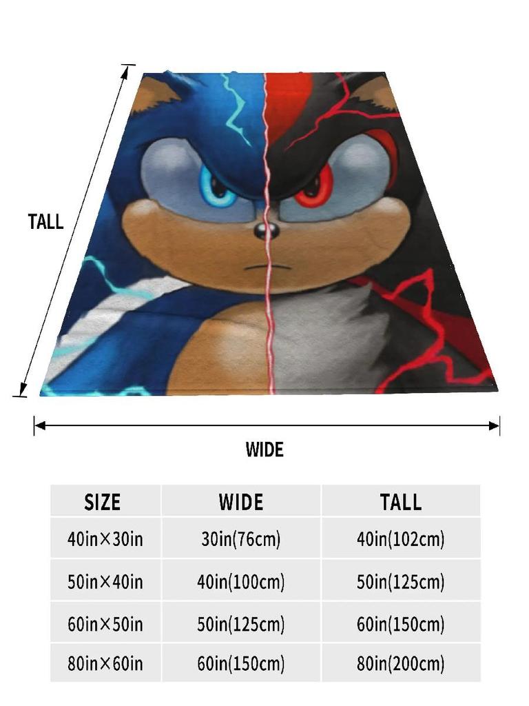 Warm Soft Flannel Throw Blanket for Bed Living Room Home Travel Sofa Sonic Shadow Plush Bedspread