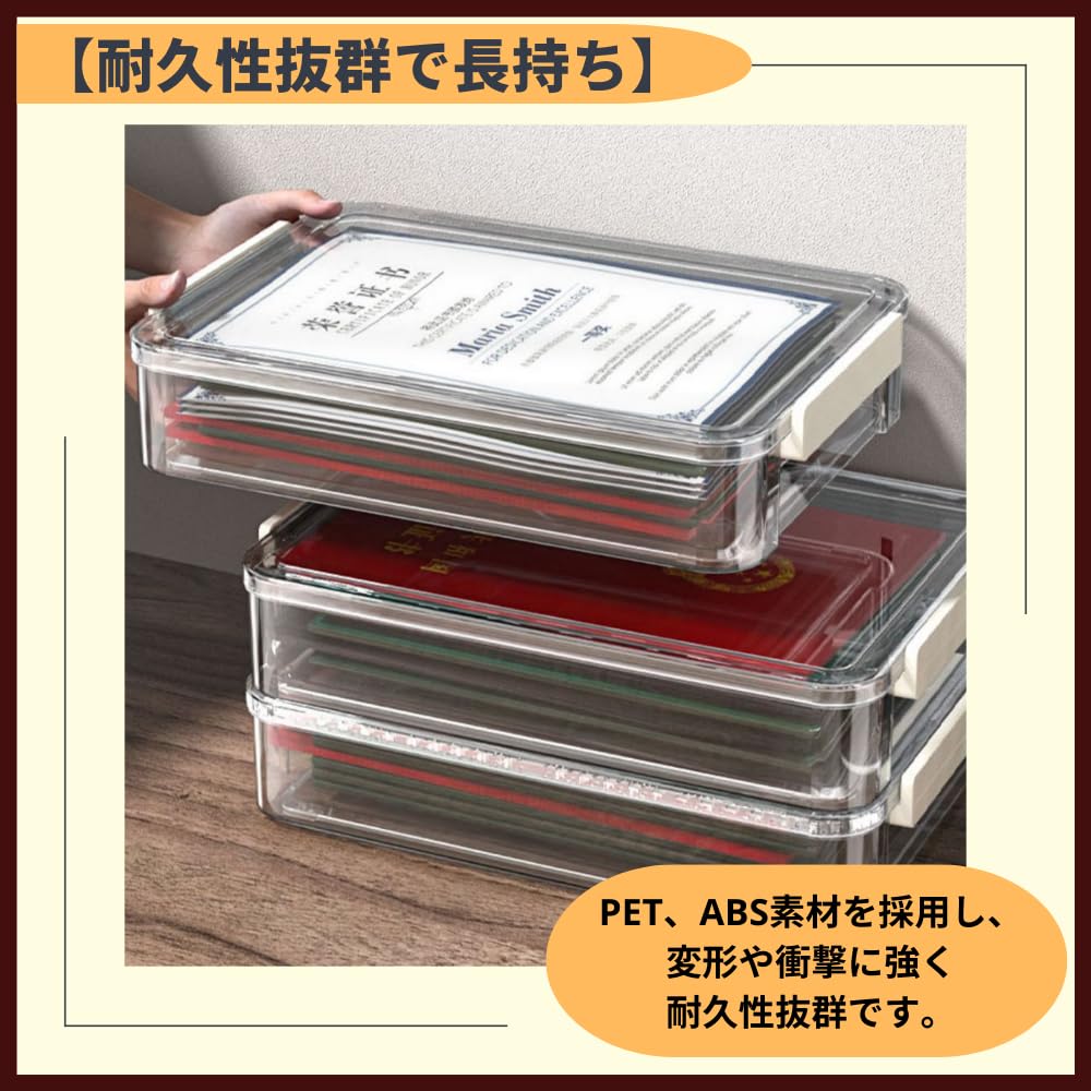 ideamall Document Storage Case, Clear Case with Lid, Document Organizer, Clear, Sturdy, Stackable, A4 Size, Set of 2 (3.5cm Thick)