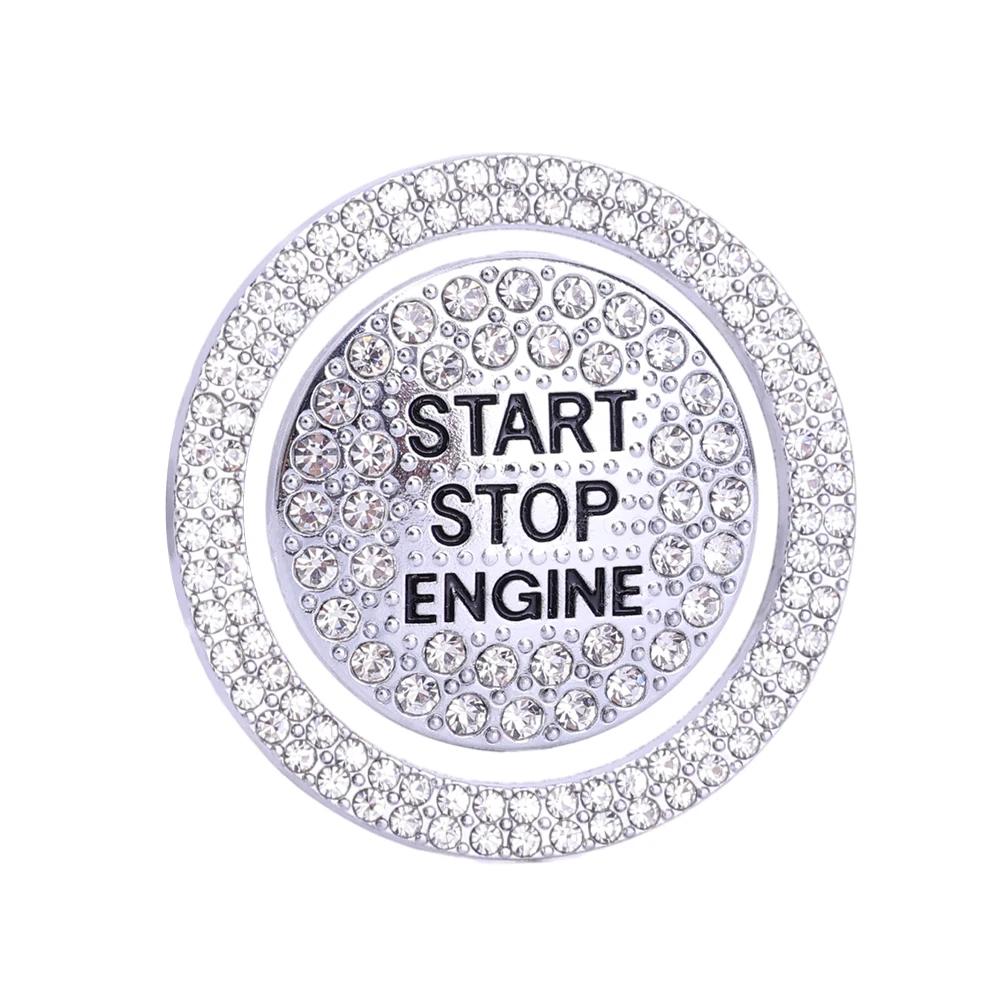 2Pcs/set Car Start Switch Button Sticker Rhinestone Ring Circle Trims Protective Cover Diamond Decorative Decal Auto Accessories