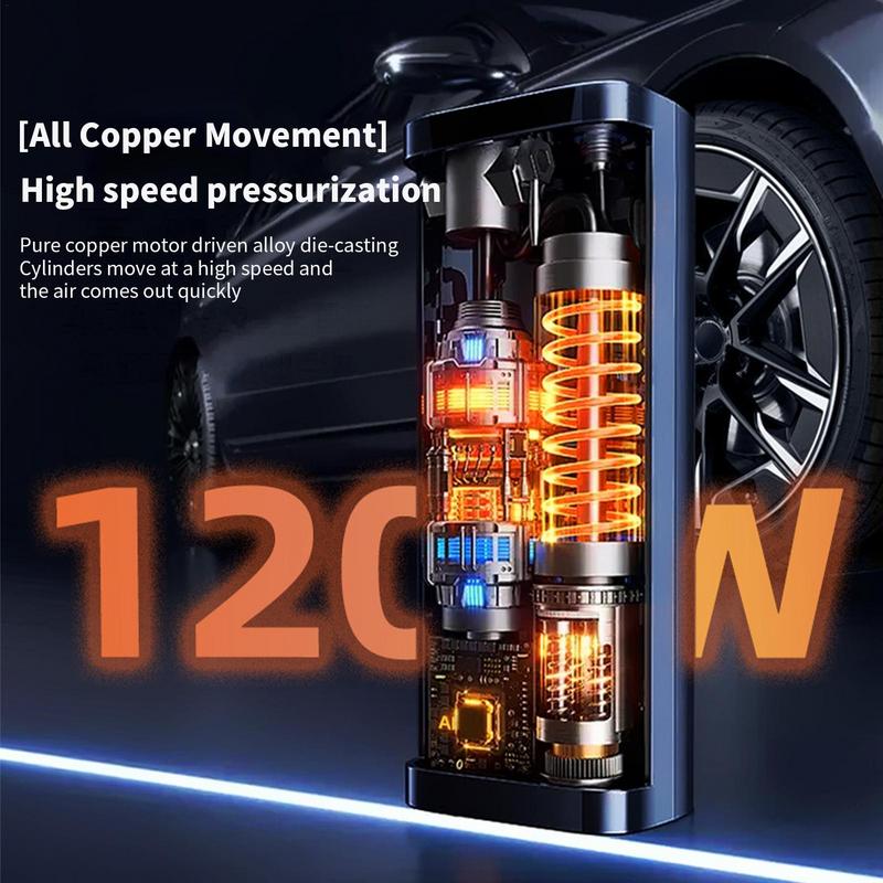 120W Portable Tire Inflator Digital Display Car Tyre Inflator Multi-Functional Air Pump SUV Motorcycle Bicycle Air Pump