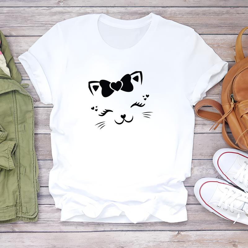 

Модная футболка с коротким рукавом, женская повседневная одежда, милые и стильные летние принты. 5XL