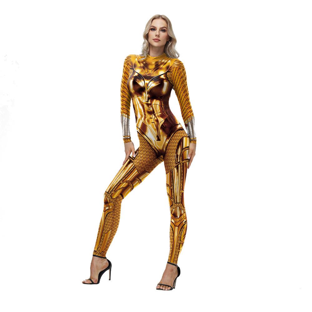 

Женский механический доспех Богиня Диана Цифровая печать Вечеринка Ролевая игра Хэллоуин Косплей Костюм Карнавальный сценический наряд Боди XL