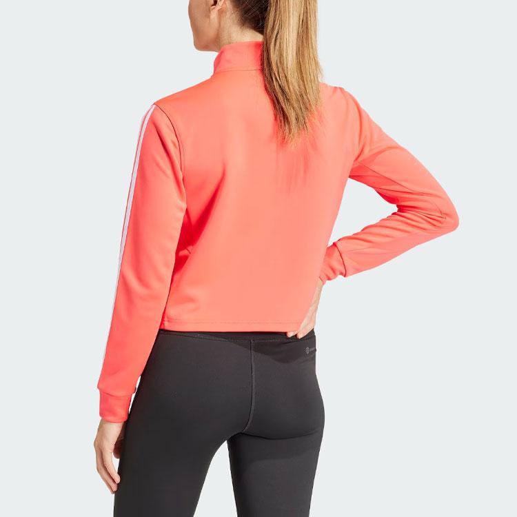 Adidas Aeroready Train Essentials Three-Stripe Colorblock Stand Collar Long Sleeve Jacket Women Jacket Red IS3976