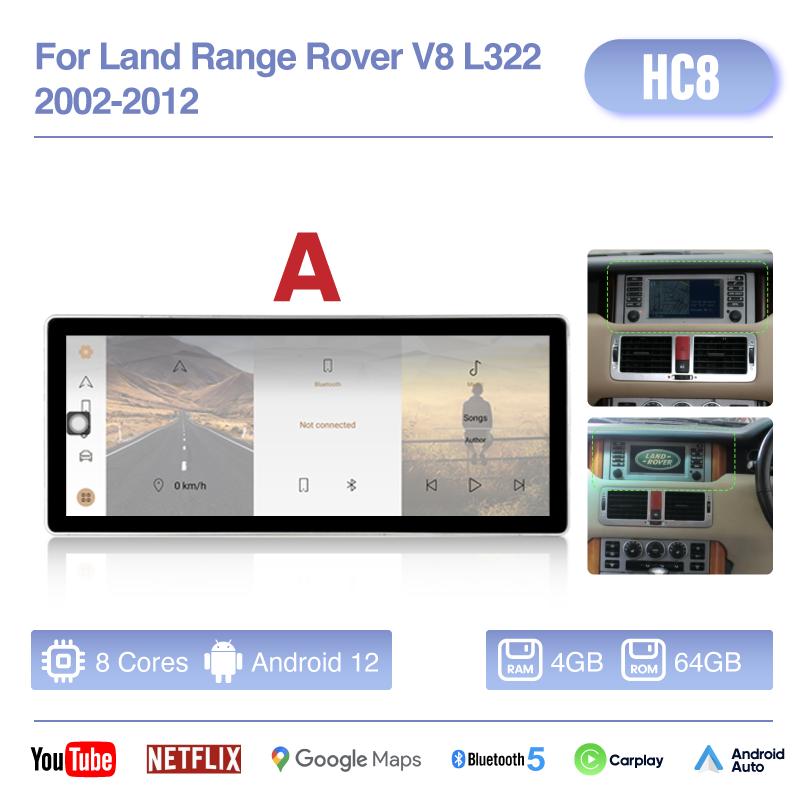 Car Multimedia Video Player 12.3" For Land Rover Range Rover Vogue V8 L322 2002-2012 GPS Navigation Android12 8+256G CarPlay 4G