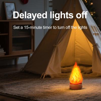 3D Fake Flame Lamp 3 Modes Adjustable USB Rechargeable Simulated Campfire Light Home Indoor Outdoor Tent Decorative LED Night Light