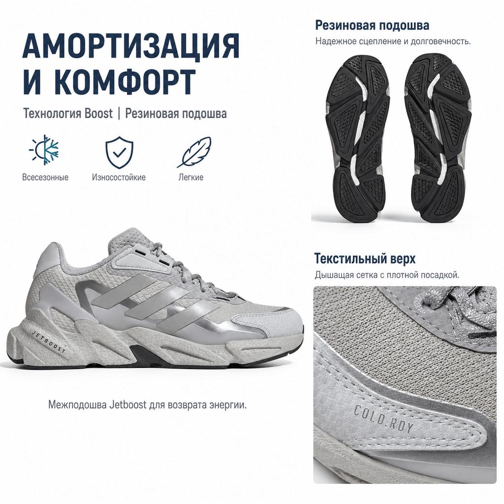 adidas X9000L4 Cold.Rdy Retro Trend Fabric Durable Lightweight Low-Top Short Distance Running Shoes Men Sneaker Gray GY2362