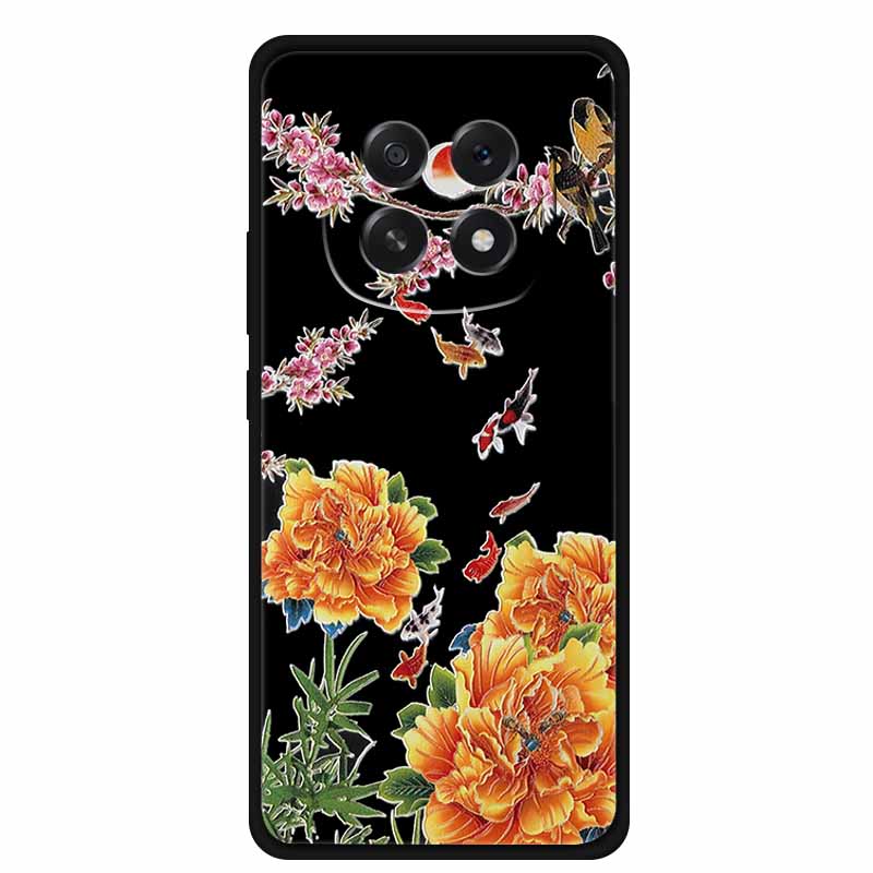 

For Oppo A5 5G Phone Case 3D Relief Emboss Flowers Back Cover Black TPU Silicone Soft Case For Oppo A 5 PKQ110 Cases 6.7 Fundas PKQ110