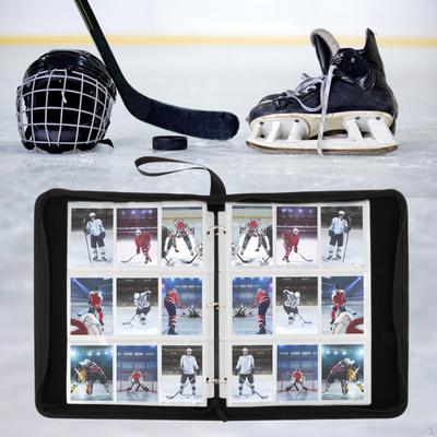 3 Card Holder Protector, PU Leather Collectible Storage Album, Hockey Binder, Trading