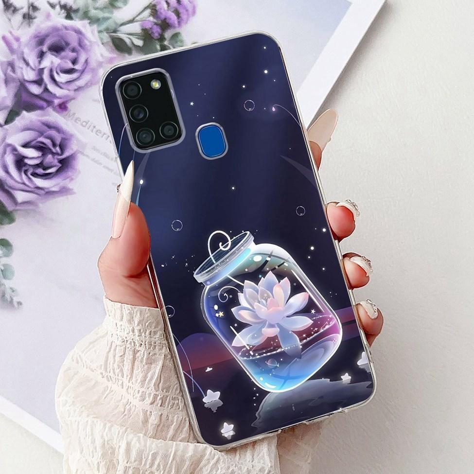 For Samsung A21s Case Cover Clear Fashion Luxury Cute Painted Back Cover For Samsung Galaxy A21s Phone Case A217F A217M A217N