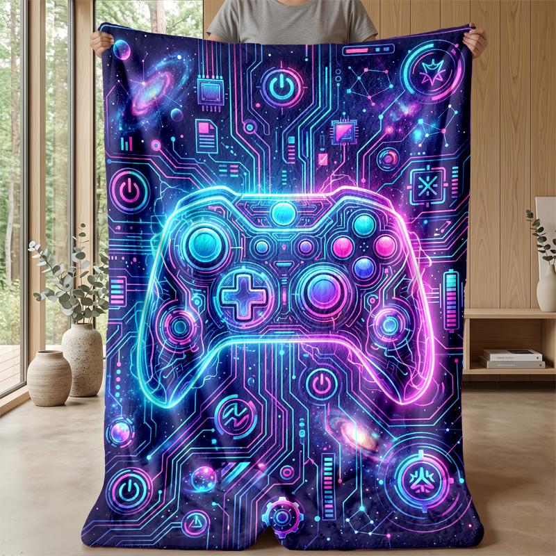 Futuristic Gaming Controller Theme blanket Lightweight Warm Flannel Blanket Decorative Throw Blanket for Home Decoration
