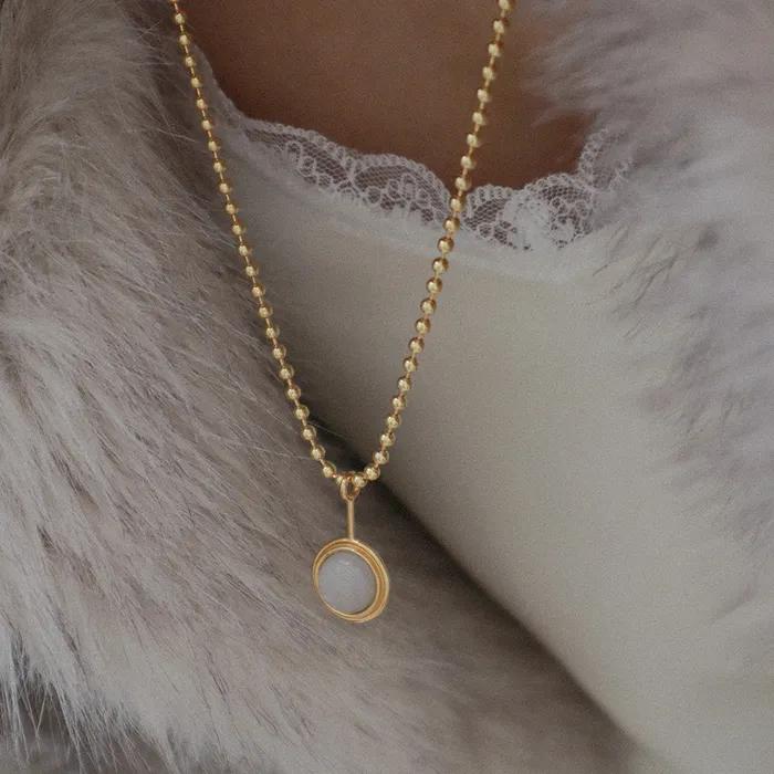 Hanging Ball Two-way Necklace_Gold