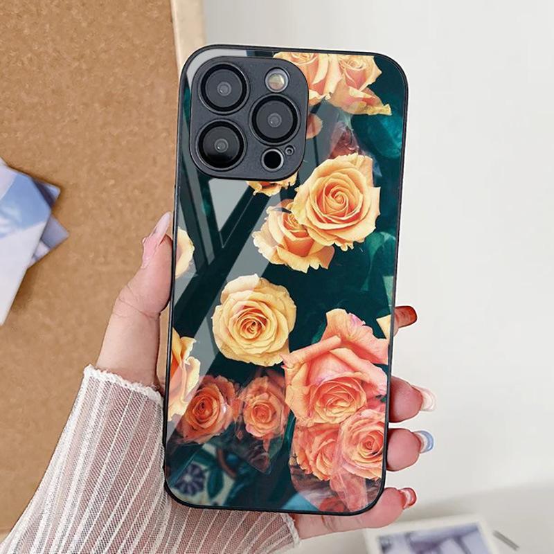 Applicable to iPhone17ProMax yellow rose metallic paint mobile phone protective case 17 all-inclusive fine hole 16 glass