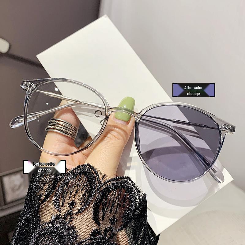Ovale Blaulichtfilter-Myopiebrille - Modische lichtempfindliche Verfärbung