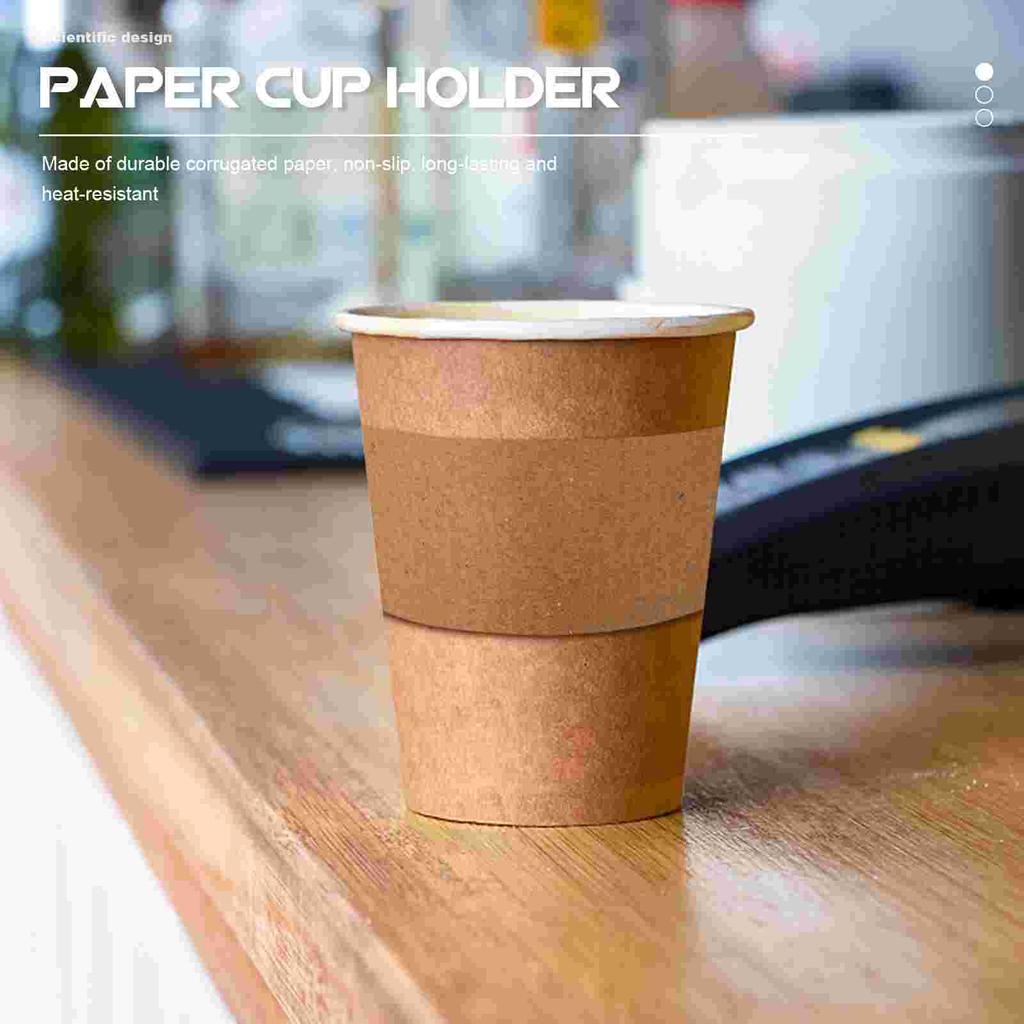 50 Pcs Coffee Cup Holder Drinks Sleeve Cover Bottle Protector Cups Cardboard Heat Resistant Corrugated Paper