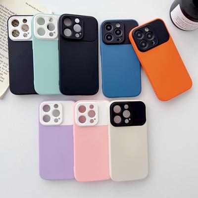 Camera Larger Window Display Phone Case For Iphone 14 12 13 Pro Max 11 14 Plus Silky Silicone Hit Color Microfiber Lining Cover