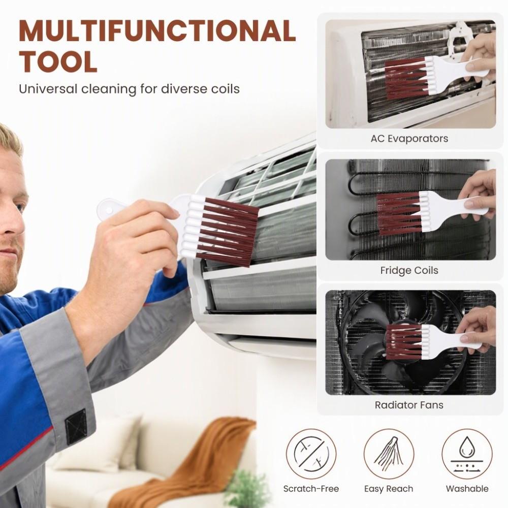 4pcs Brown Coil Cleaning Brush HVAC Grade Radiator Fin Comb Condenser Fin Brush AC Maintenance