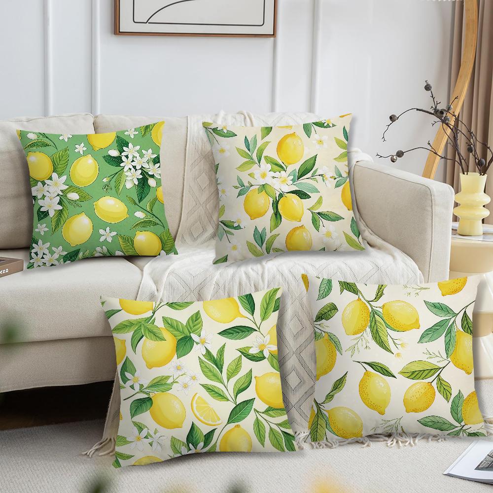 Refreshing LemonFloral Delight cushion cover For Pillow Printing Sofa Decoration Home Car Room Shop Office Nordic Simplicity