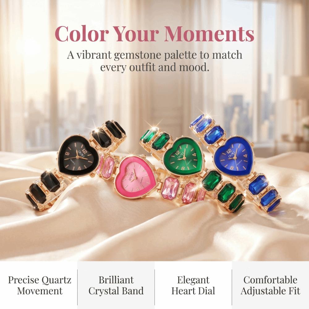 Adjustable Bracelet Rhinestone Bracelet Watch Colorful Crystal Chain Wristwatch Girl