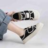 2025 summer breathable Velcro canvas shoes female niche versatile step heel two wear platform student biscuits white shoes