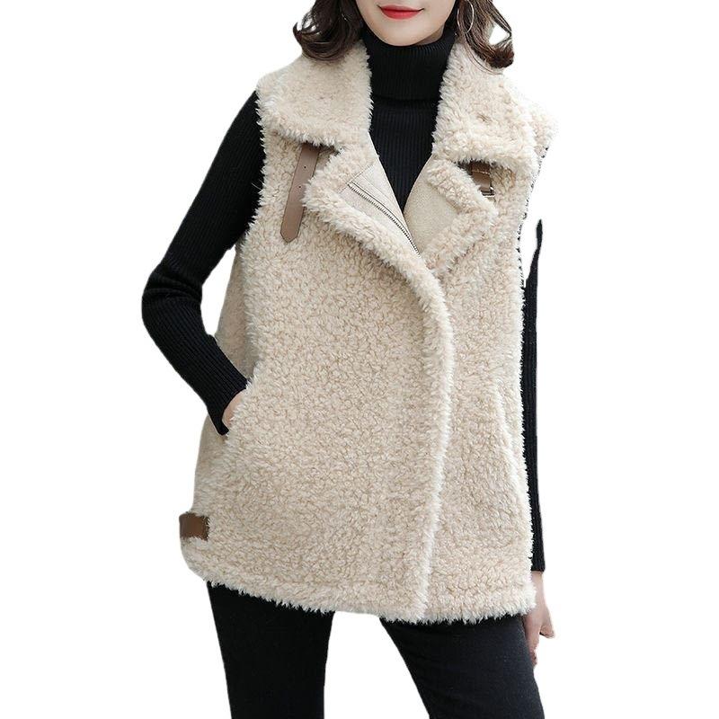 Lamb wool vest women's autumn and winter new Korean version loose thickened fur integrated vest vest vest jacket