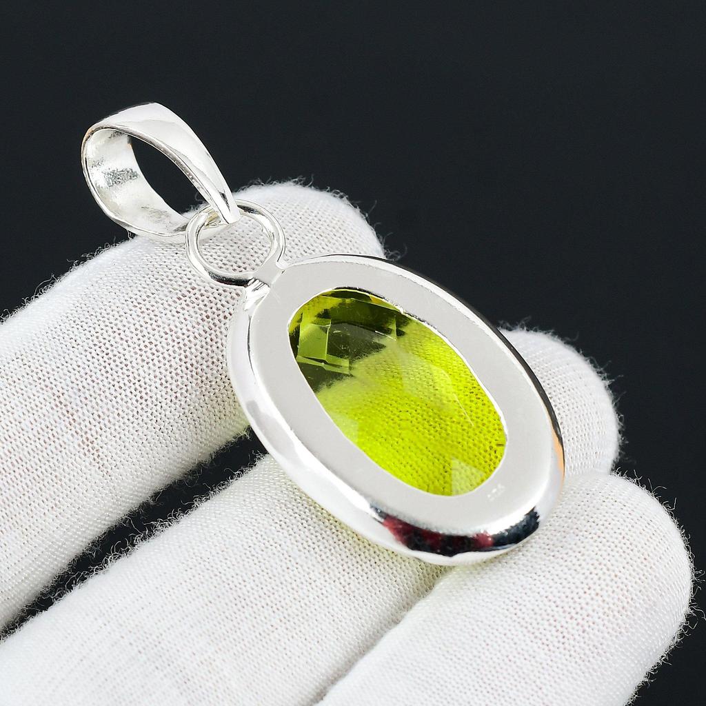 Peridot Ädelsten Handgjord 925 Sterlingsilver Smycke Hänge Statement Bohemiskt Hänge Peridot Ädelsten Hänge För Gåvor