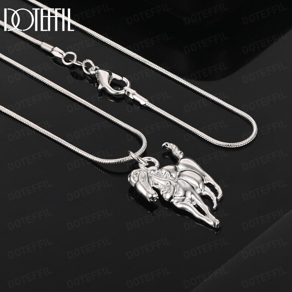 925 Sterling Silver Fashion Jewelry Horse Pendant Necklace 45CM