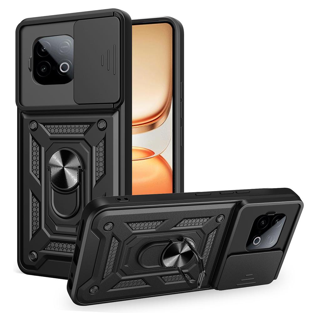 Funda for Vivo iQOO Z10 Turbo Pro 5G Case Armor Slide Camera Lens Protection Ring Stand Back Cover for iQOO Z10 Turbo Capa