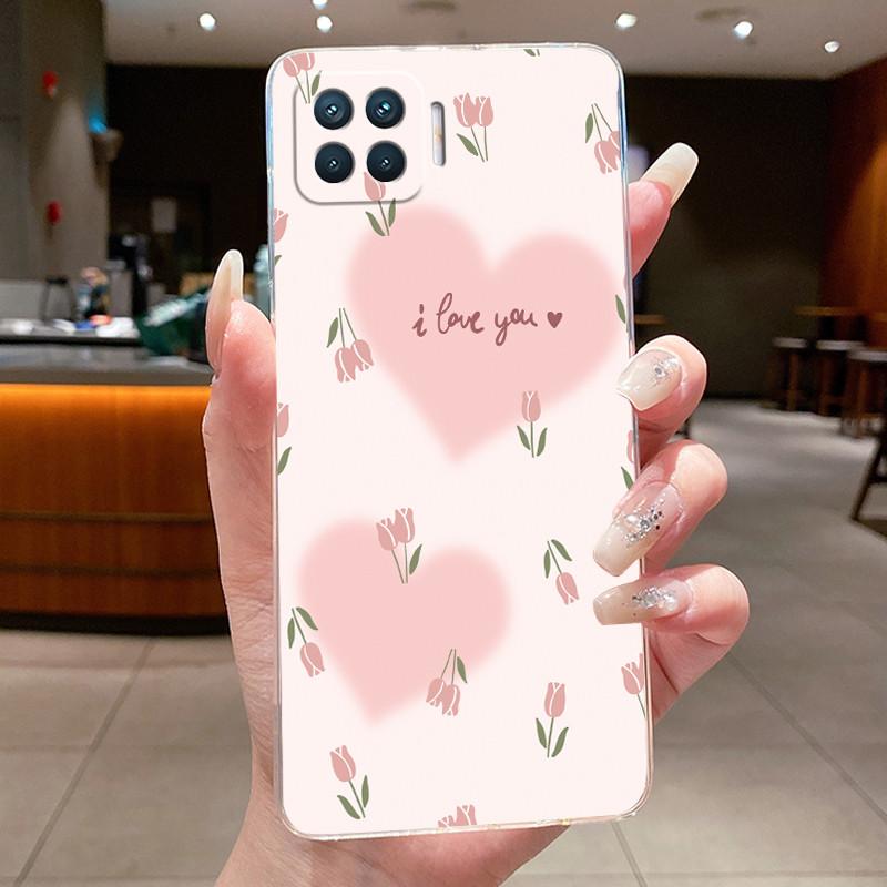 Phone Case For OPPO Reno4 Lite 4 F Flower Butterfly Casing For Oppo Reno 4 Lite 4F Capa Transparent Soft Silicone TPU Back Cover