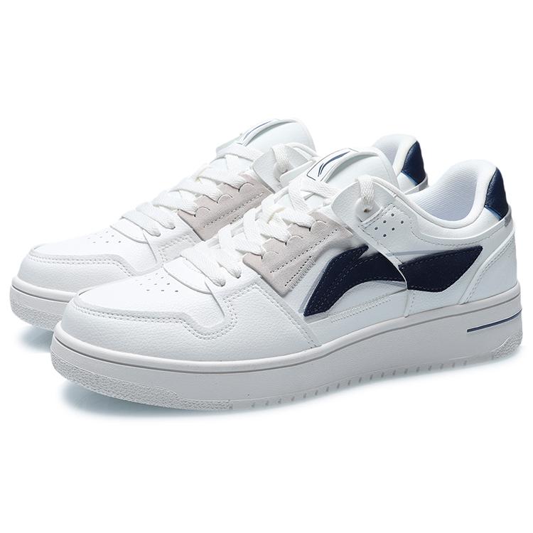 Li Ning Tianji Slip Resistant, Abrasion Resistant, Balanced, Lightweight Low Top Skateboard Shoes Men's White Blue AGCP299-10