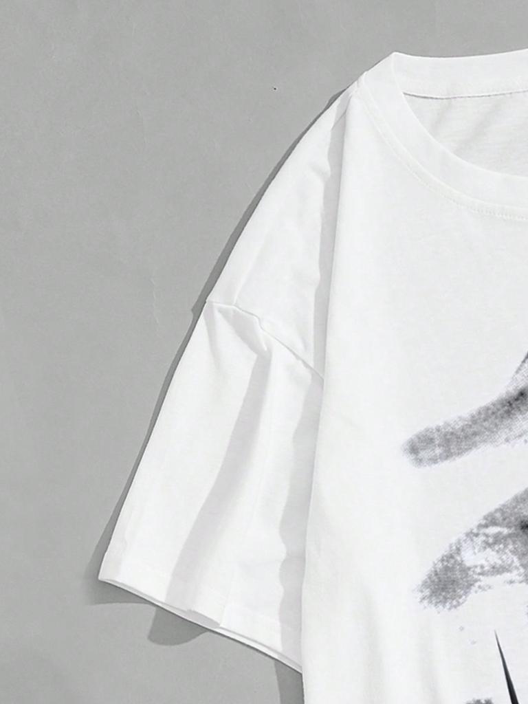 ROMWE Grunge Punk Men's Portrait Printed Oversized T-Shirt