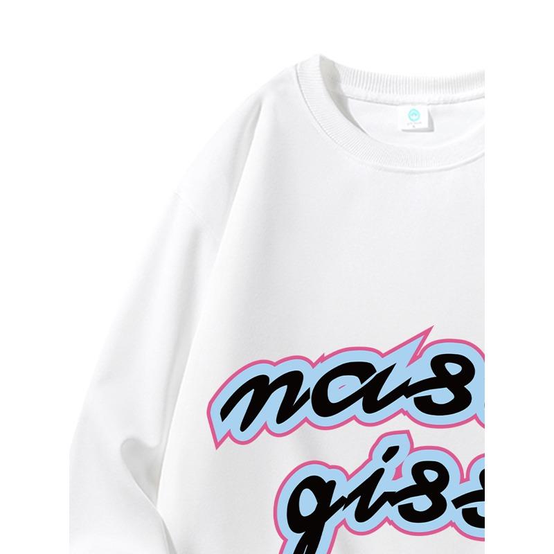 Men's American-Style Letter Print Crew Neck Sweatshirt, Loose Fit Casual Long Sleeve Pullover, Trendy Versatile Daily Top