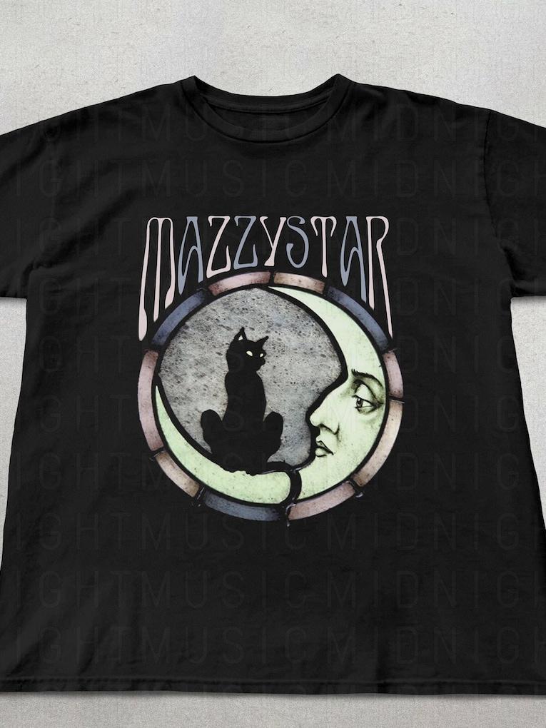 Mazzy Star Moon And Cat Tee 90s Alt Rock Hope Sandoval Unisex Tee Band Tee Music Gifts Mazzy Star Fan Gifts Band Shirts Bootleg