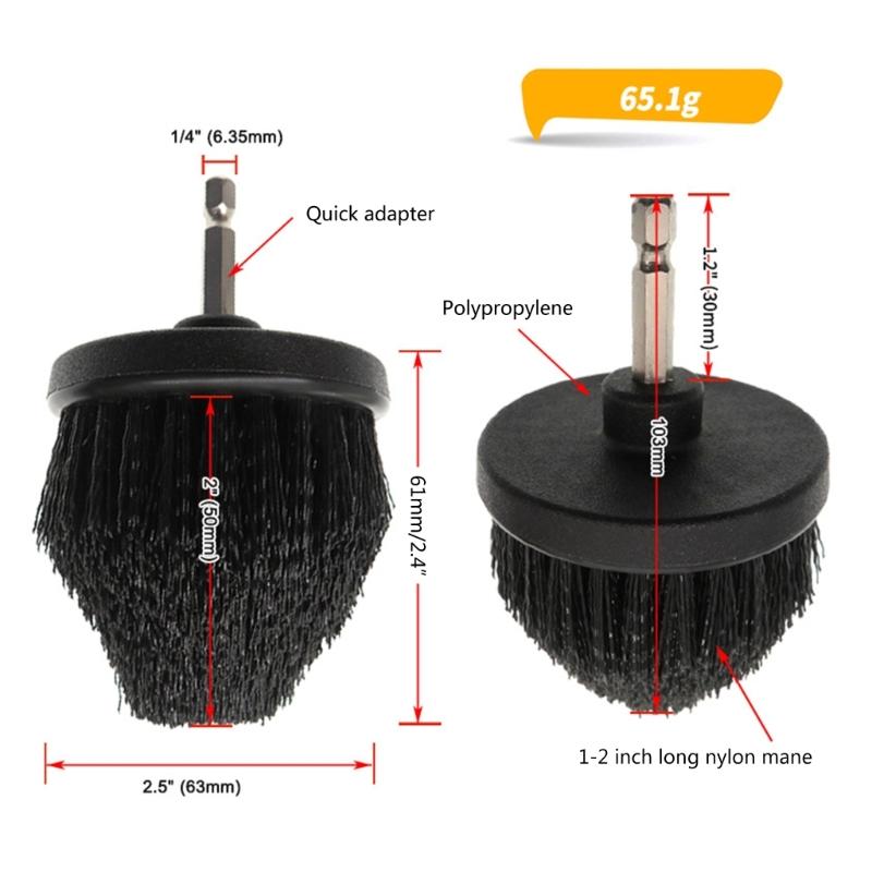 Spazzola Elettrica di Pulizia da 2,5'' Asta di Prolunga per Trapano con Testa a Cono per Dettaglio Auto Setola in Nylon Attacco per Trapano