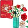 Plastic Constructor LEAN Toys Bouquet of Roses In a Vase White Red, 1022 Parts