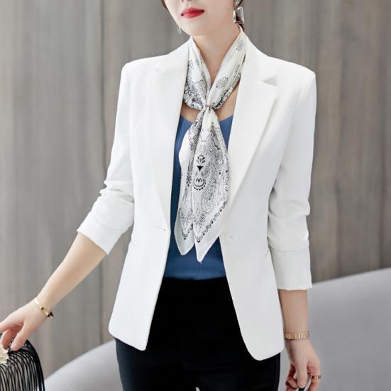 Women One Button Solid Color Lapel Long Sleeve Slim Blazer Coat Suit