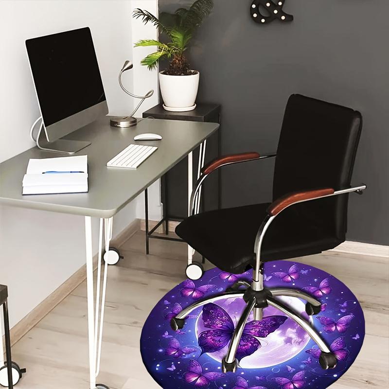 

1pc Purple Butterfly Moon Night Fantasy Round carpet, Perfect for Decorating Chairs, Living Rooms, Or Bedrooms, for Living Room.136 80cm by 80cm